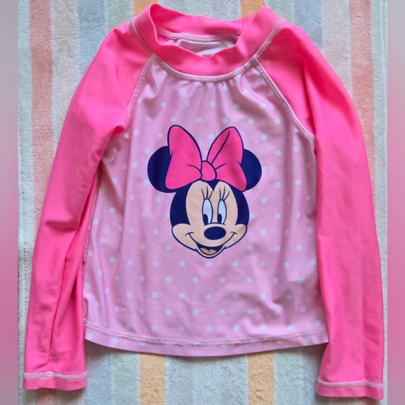 4T Minnie Mouse Pink Rashguard - Picture 1 of 4